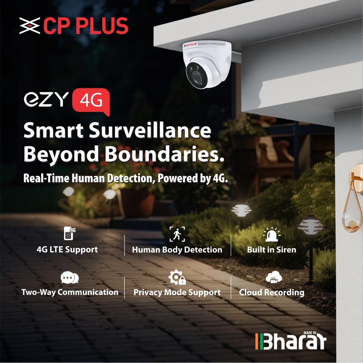 CP PLUS EZ-M32T 3MP 4G Smart Full Colour CCTV Camera | Human Detection | 2-Way Audio | Night Vision | H.265 | 256GB Micro SD | Alexa & Google Assistant - Image 2